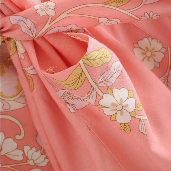 Swimwear cover up pink floral boho kimono - Picture 3 of 8